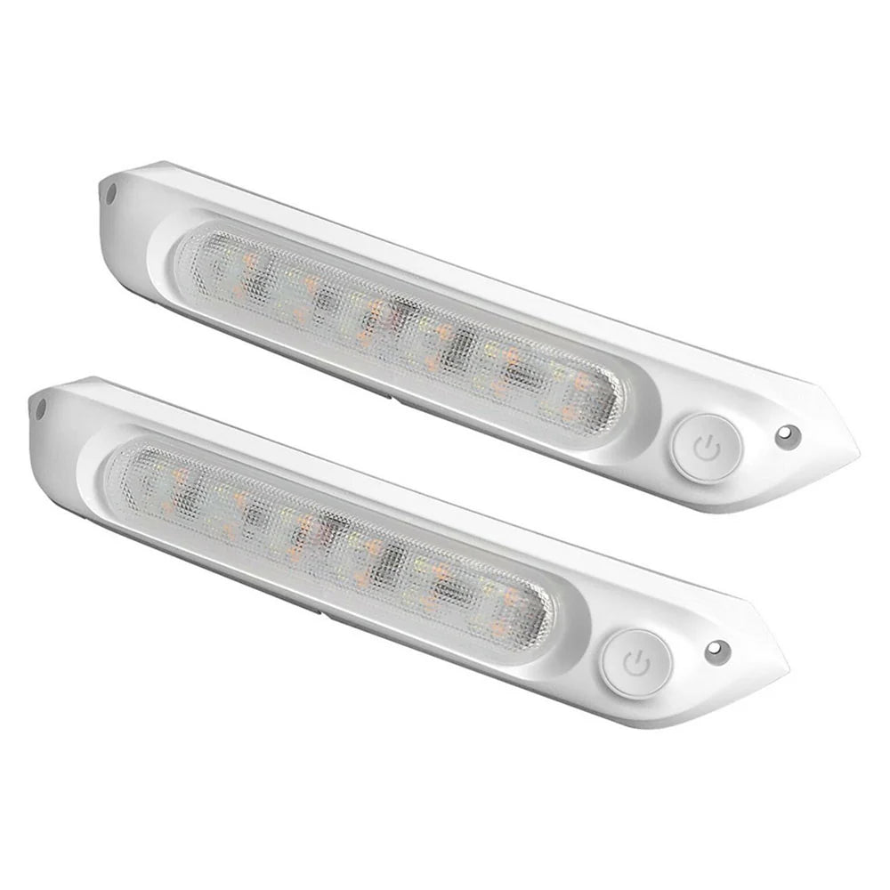 287mm Dual LED Awning Light 12/24V Amber & White Waterproof Caravan RV Lamp With Switch