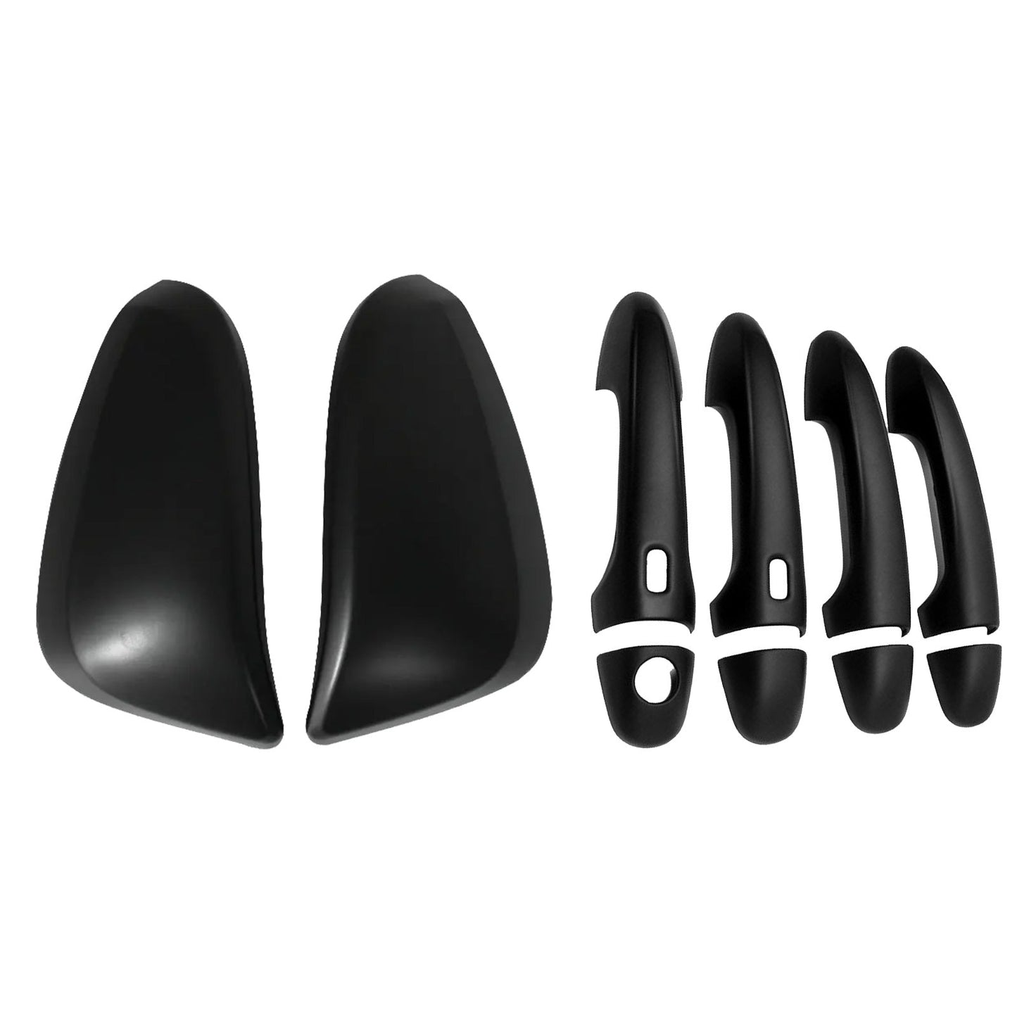 Black Mirror Covers + Door Handles Kit Suitable for Toyota Hilux 2015 - 2023